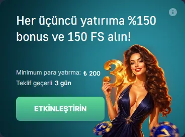 7Slots Her Üçüncü Yatırıma %150 Bonus ve 150 FS Alın!